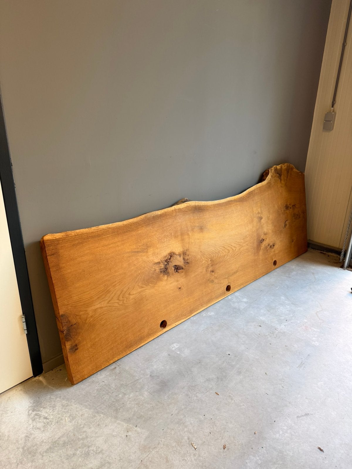 Massief eikenhouten bureaublad 251x80x6cm, Ophalen, Eiken, Zo goed als nieuw, Plank