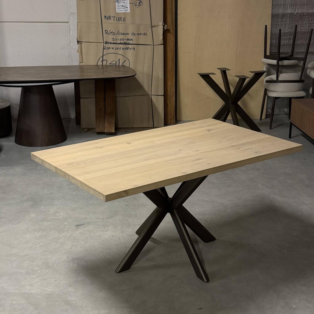 Massief eiken eetkamertafel white wash 150x90cm, Huis en Inrichting, Tafels | Eettafels, Gebruikt, Eikenhout, 150 tot 200 cm, Rechthoekig