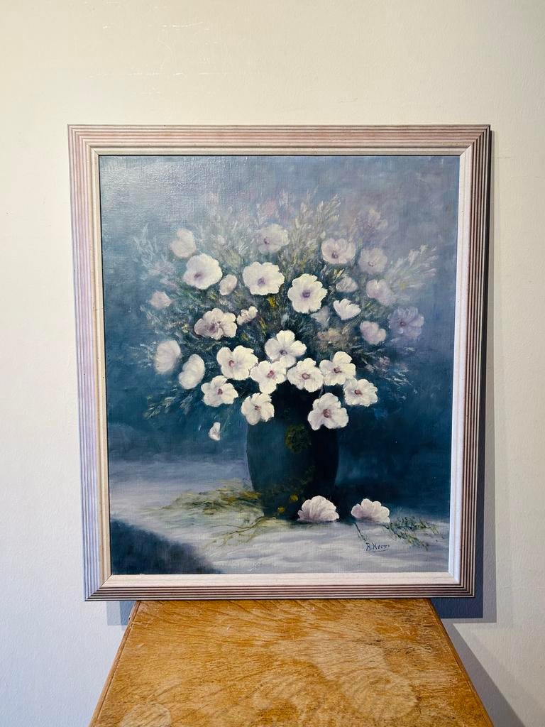 R. Heeren - Gesigneerd bloemstilleven - Olieverf op doek, Ophalen of Verzenden