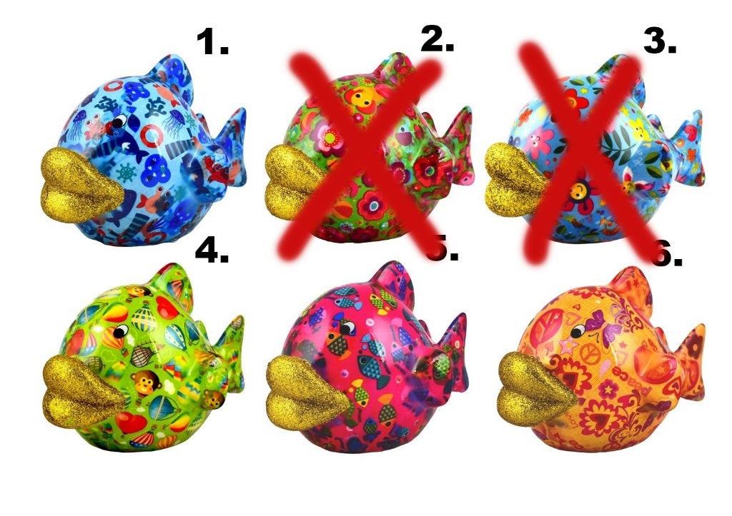 Pomme Pidou spaarpot vis Kelly met glitter lippen, Verzamelen, Spaarpotten, -, Nieuw, Ophalen of Verzenden, Steen, Aardewerk of Keramiek