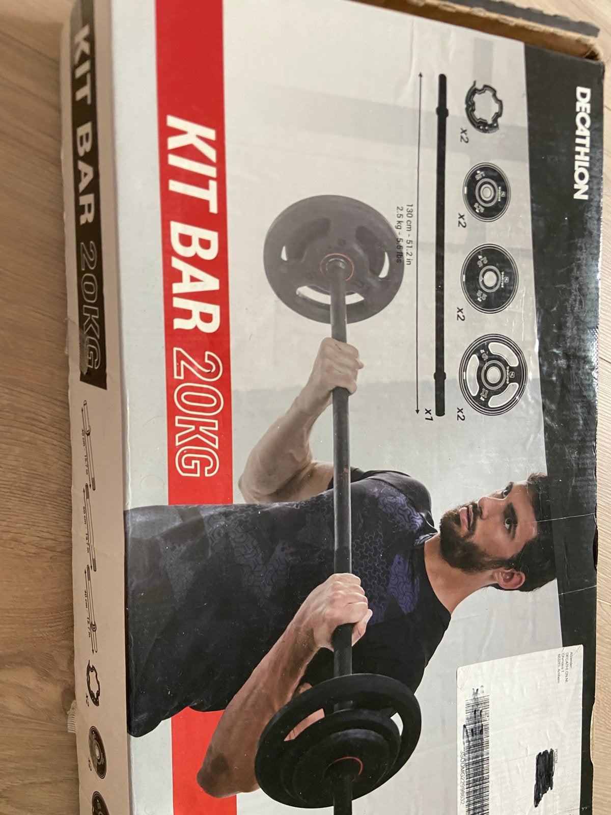 Gewichtenset met barbell stang - 5 kg, 2,5 kg, 1,25 kg, Sport en Fitness, Ophalen, Gebruikt, Armen, Halterset