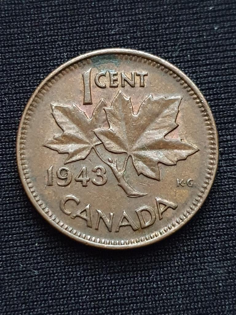 1 cent oude munt uit 1943 Canada., Ophalen of Verzenden, Noord-Amerika, Losse munt