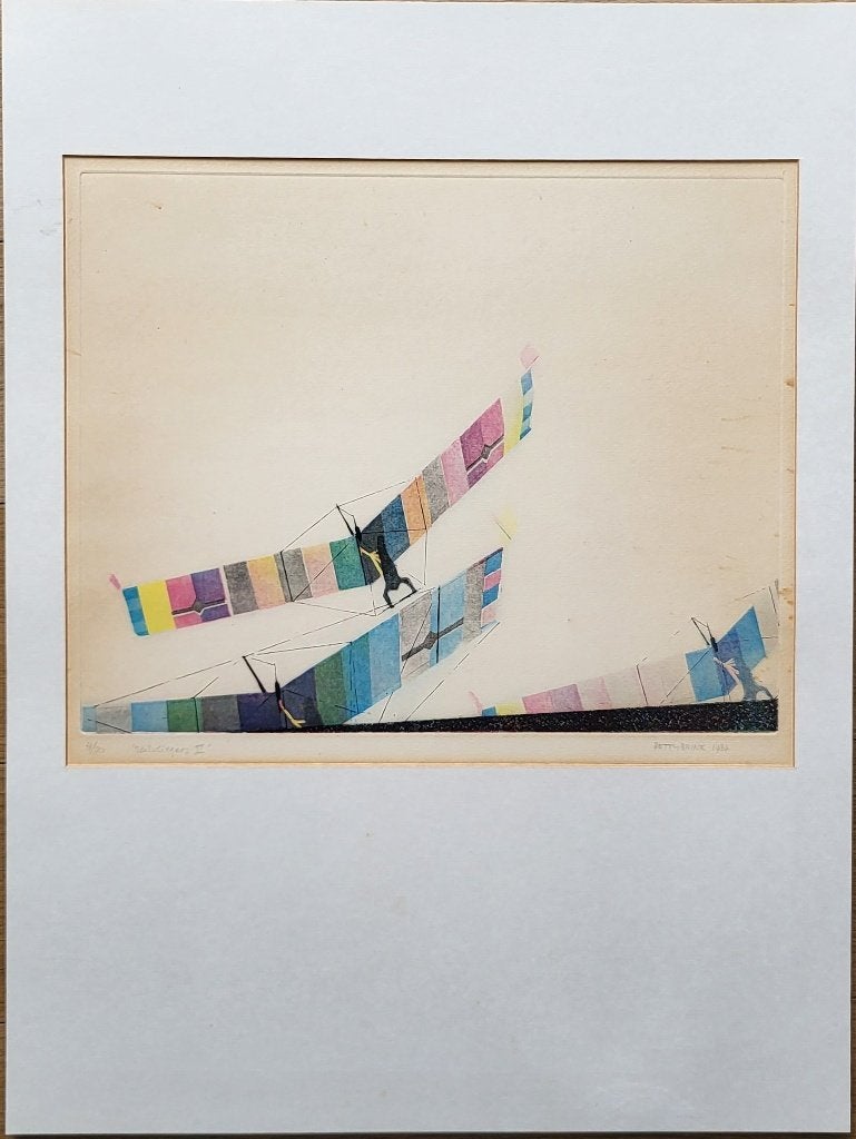 Betty Brink zeefdruk "Zeilvliegers VI" - 1984 - 4/20, Antiek en Kunst, Ophalen, Sport, Gelimiteerde oplage, Lithografie