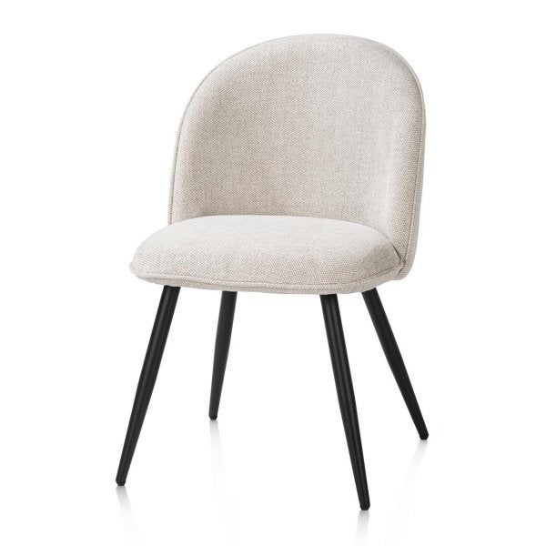 9 nieuwe stoelen, Creme/wit stof, zwarte poten., Huis en Inrichting, Stoelen, Ophalen, Wit, Nieuw, Stof