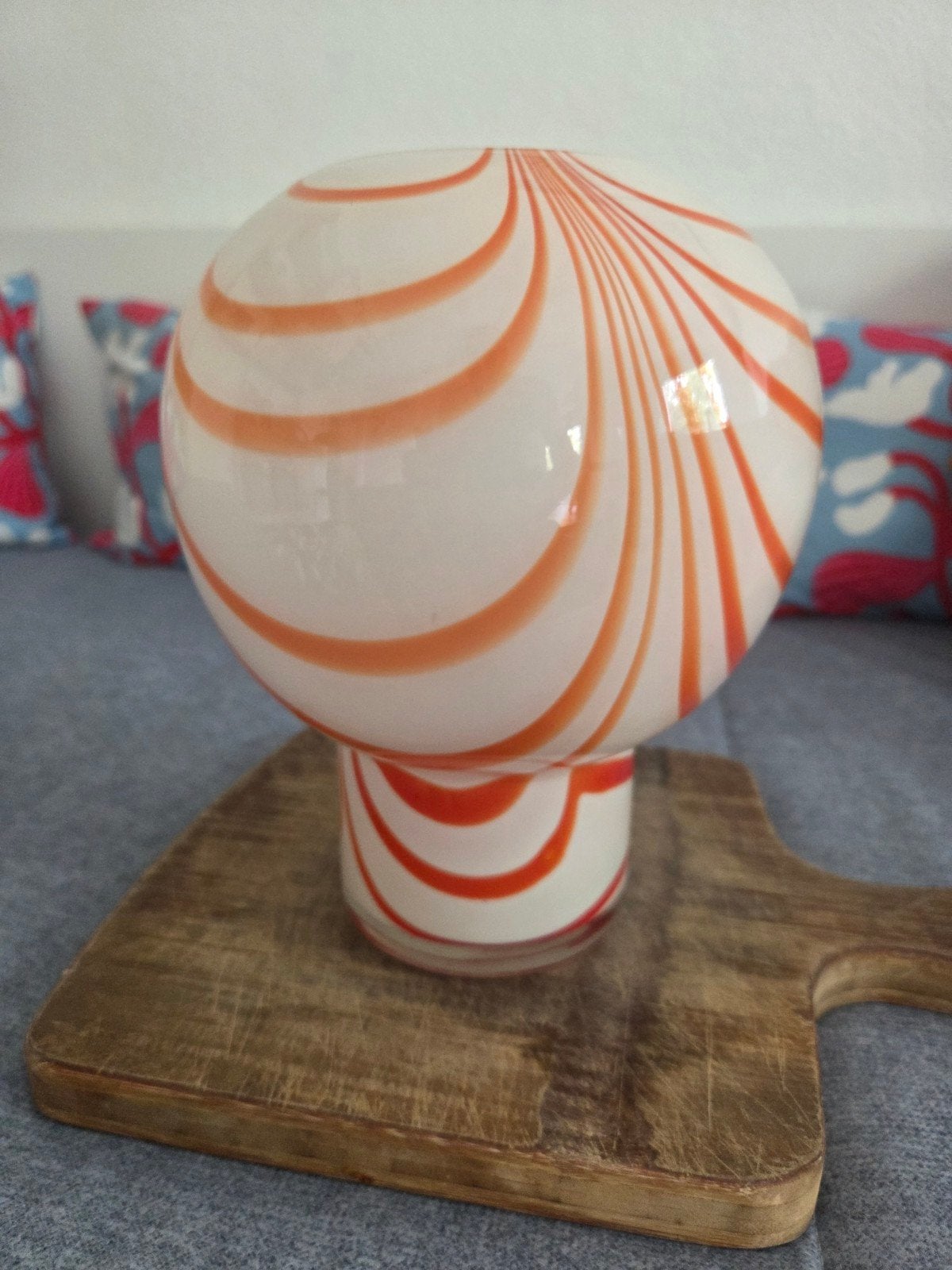 Vintage Carlo Moretti Murano Vaas - Oranje Werveling, Ophalen of Verzenden