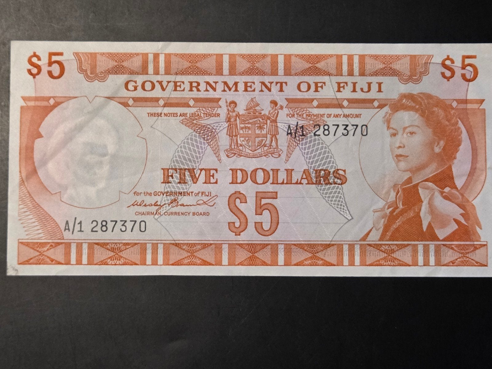 Fiji 5 dollars 1974 XF+, Ophalen of Verzenden