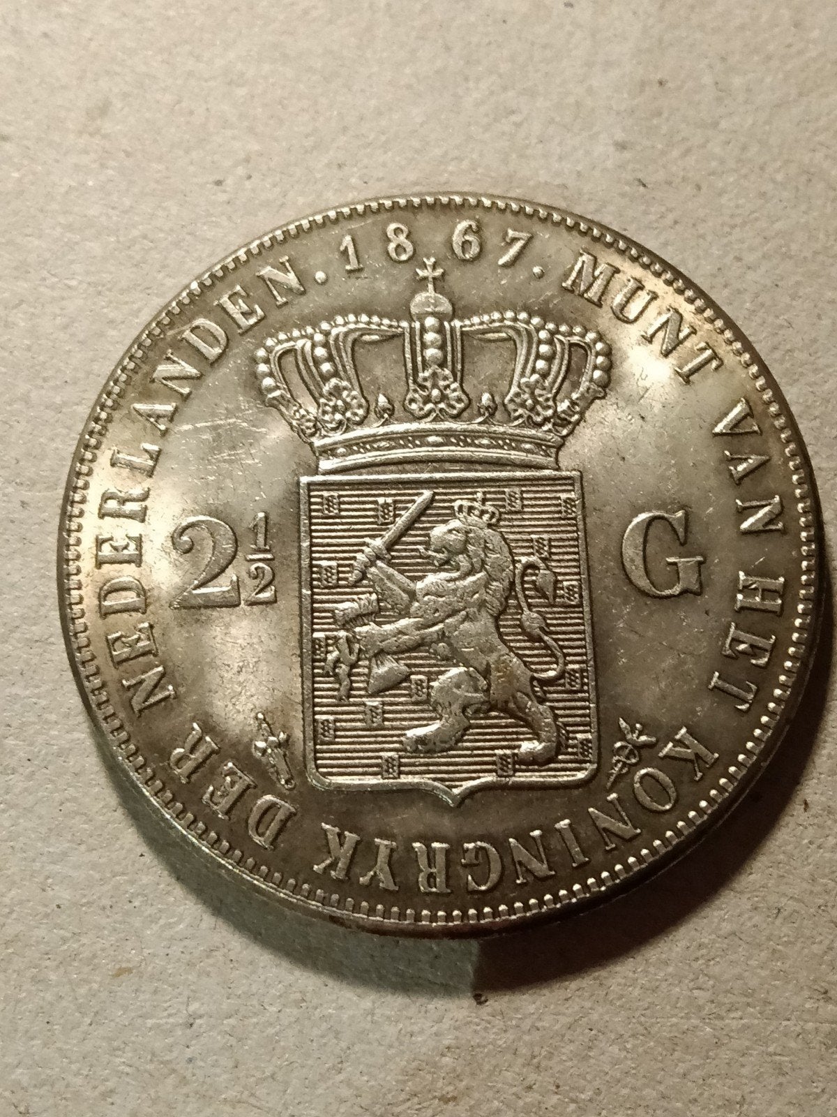 Rijksdaalder Willem drie 1867, Postzegels en Munten, Munten | Nederland, Ophalen of Verzenden, Koning Willem III, 2½ gulden
