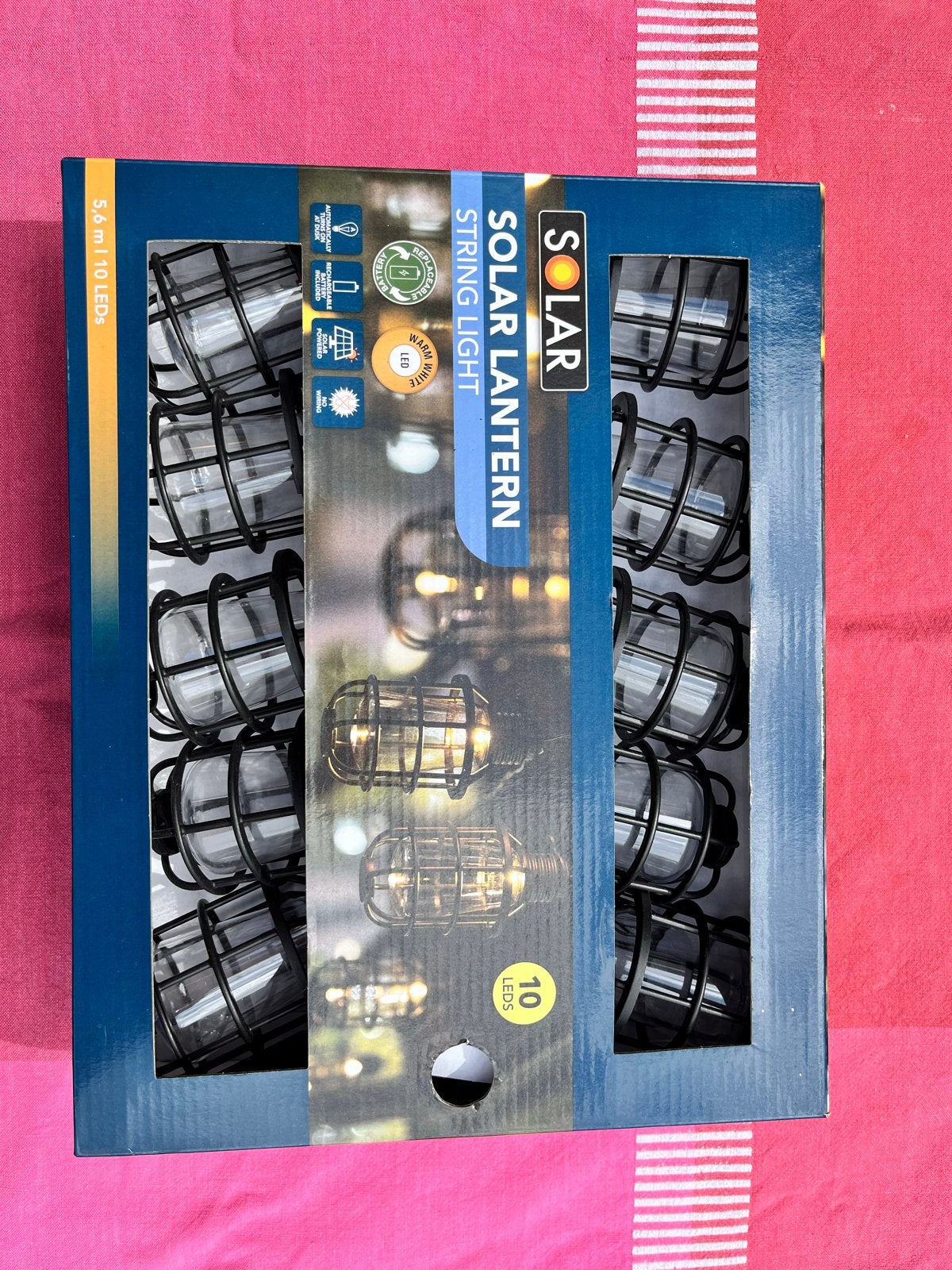 Solar Lantaarn Lichtslinger - 10 LED's, 5.6m, Ophalen, Zonne-energie, Kunststof, Minder dan 50 watt