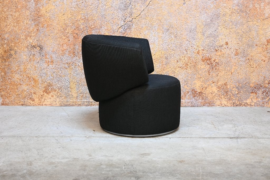 Als NIEUW! zwarte stoffen Rolf Benz 684 design draaifauteuil, Leolux, Leolux, 75 tot 100 cm, Ophalen of Verzenden