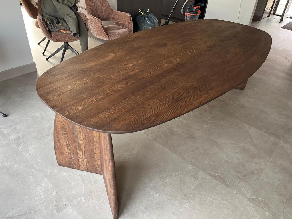 Massief eiken Eettafel Deens ovaal japandi complete eethoek, 100 tot 150 cm, Eikenhout, 200 cm of meer, Ophalen of Verzenden