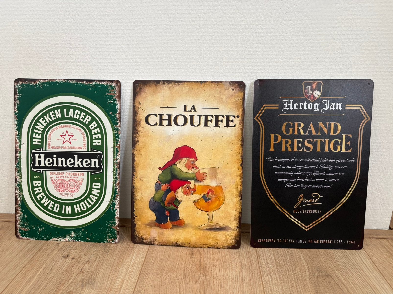 6 Prachtige vintage reclameborden bier, Ophalen of Verzenden, Zo goed als nieuw, Reclamebord