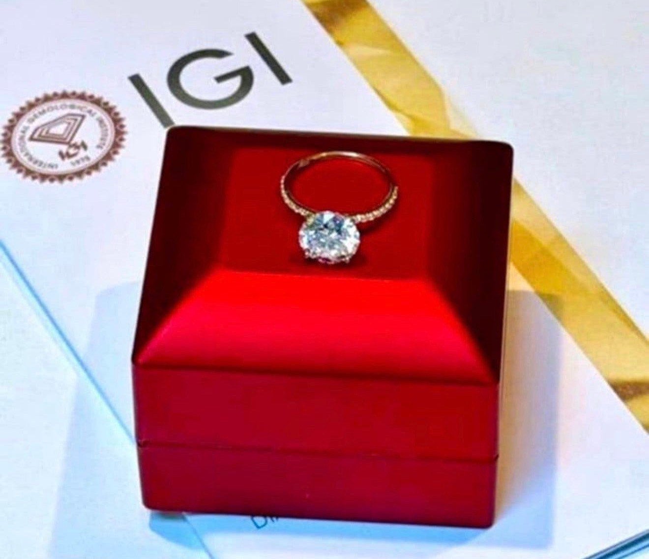 Geel gouden ring VS1 diamant van 3.23ct met IGI certificaat!, Nieuw, Ophalen of Verzenden, 17 tot 18, Met edelsteen
