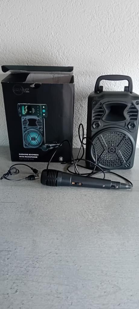 Brainz Karaoke Boombox met Microfoon - Nieuw in Verpakking, Ophalen of Verzenden, Zo goed als nieuw, Complete set