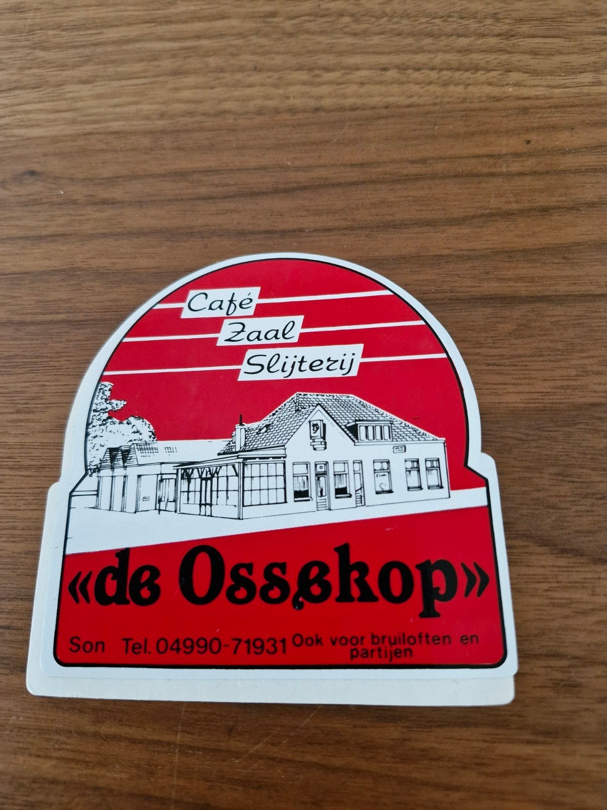 9901 Vintage sticker "de Ossekop" Son - Café Zaal Slijterij, Ophalen of Verzenden, Gebruikt, Bedrijf of Vereniging