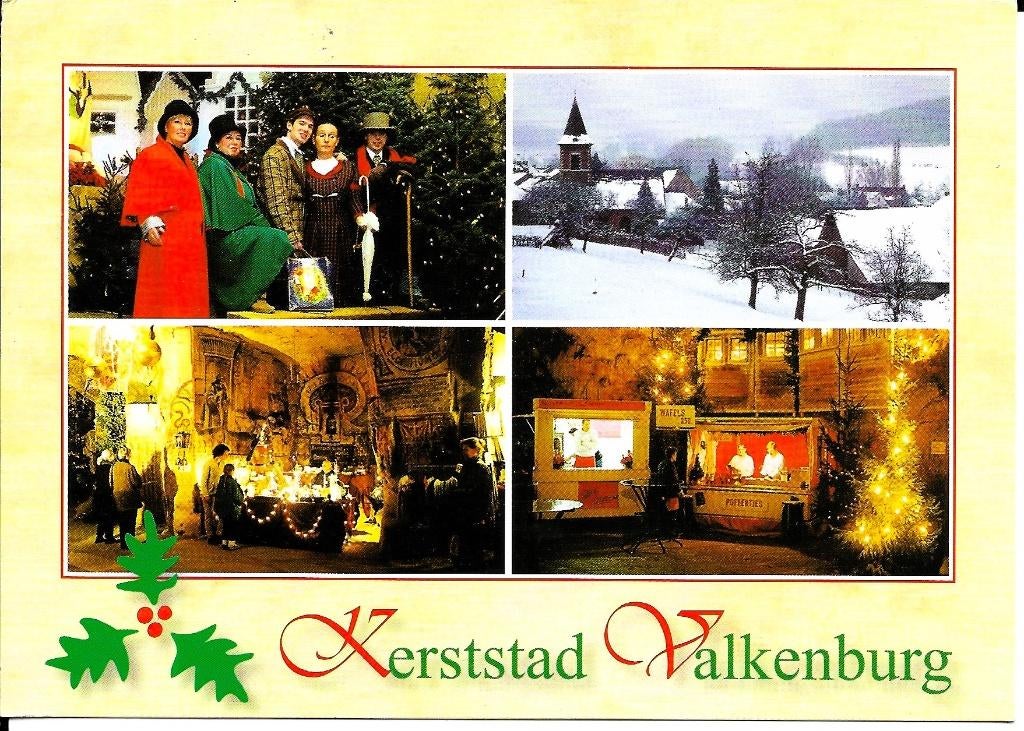Ansichtkaart	Valkenburg	Kerststad	4-luik, Verzamelen, Ansichtkaarten | Nederland, Verzenden, 1980 tot heden, Gelopen, Limburg