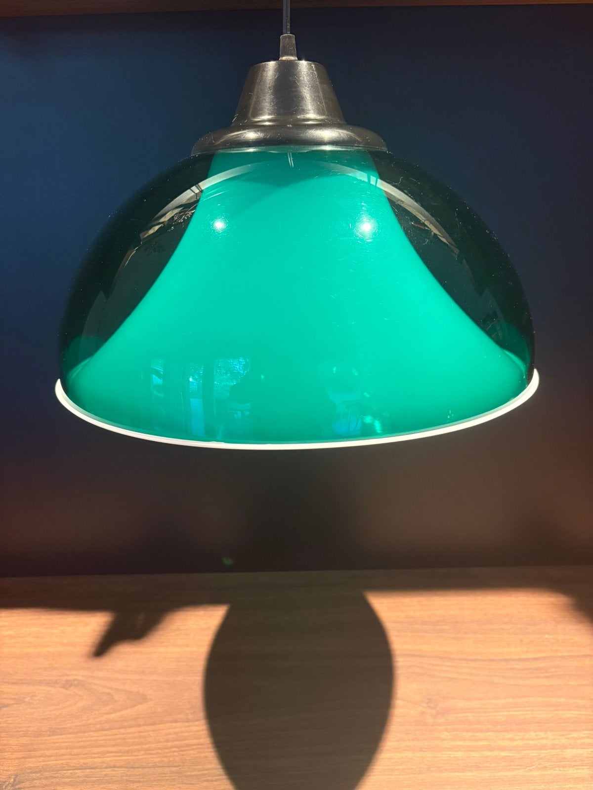 Massive vintage groene hanglamp jaren 70, Ophalen of Verzenden, Gebruikt, Kunststof, E27 (groot)