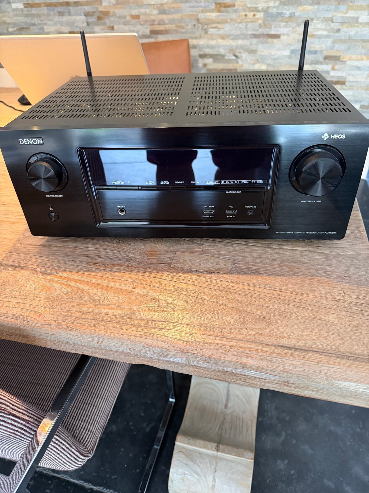Denon AVR-X2400H AV Receiver met HEOS en Dolby Atmos, Ophalen, Denon, Zo goed als nieuw, 120 watt of meer