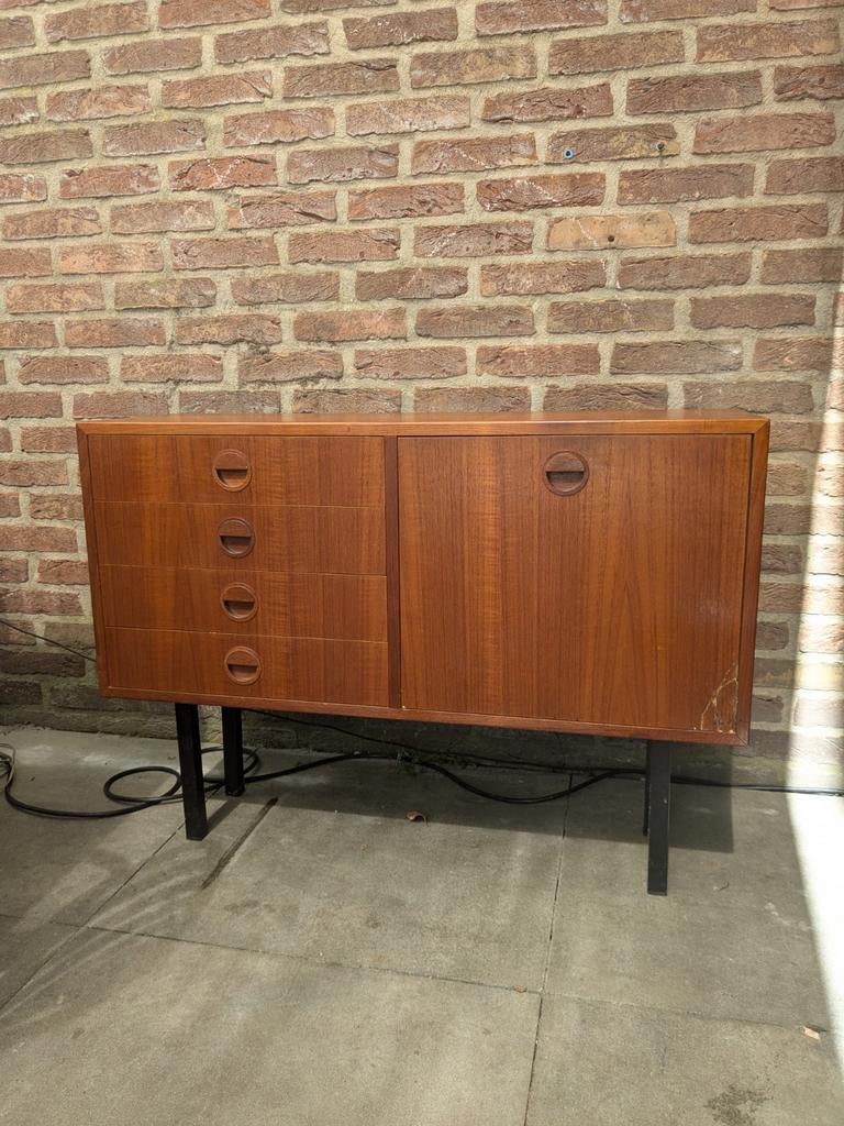 vintage Deens Hansen and Guldborg hang kastje dressoir teak, Ophalen, Gebruikt, 25 tot 50 cm, 50 tot 100 cm