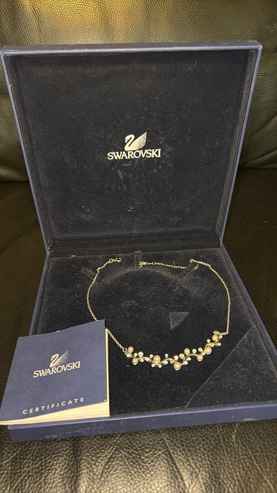 Swarovski ketting met parels en kristallen, Sieraden, Tassen en Uiterlijk, Kettingen, Zo goed als nieuw, Overige materialen, Goud