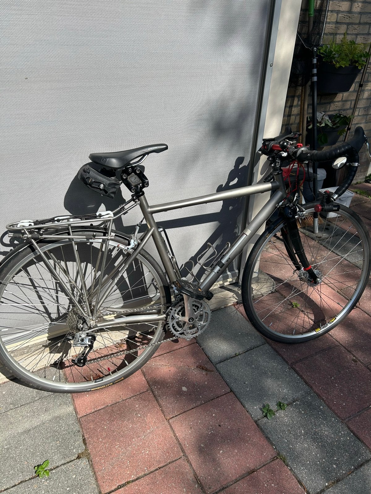 Tour/racefiets voor lange tochten, framemaat 54, Fietsen en Brommers, Minder dan 10 versnellingen, Gebruikt, 53 tot 57 cm, Titanium