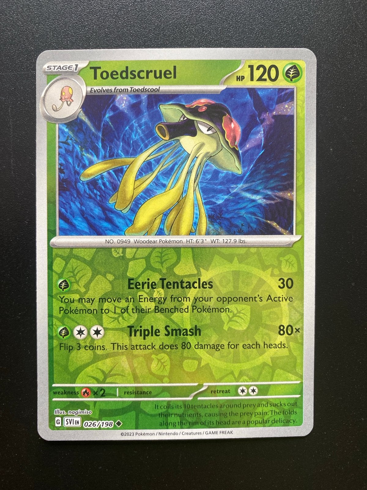 Toedscruel 026/198 Reverse Holo Scarlet & Violet Base, Ophalen of Verzenden, Zo goed als nieuw, Losse kaart, Foil