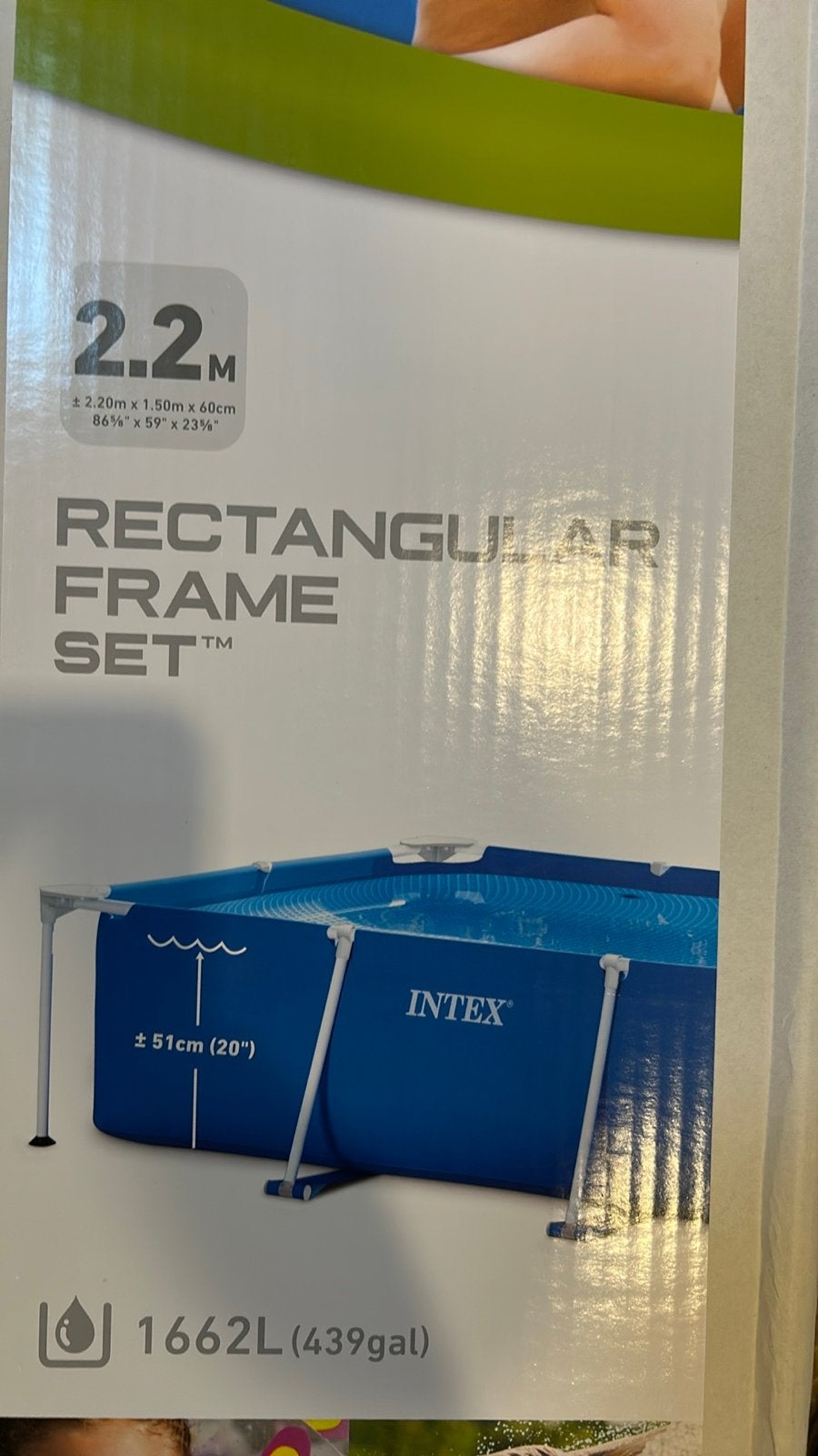 Intex Rectangular Frame Zwembad 2.20m x 1.50m x 0.60m, Ophalen, Gebruikt, Minder dan 80 cm, Minder dan 200 cm