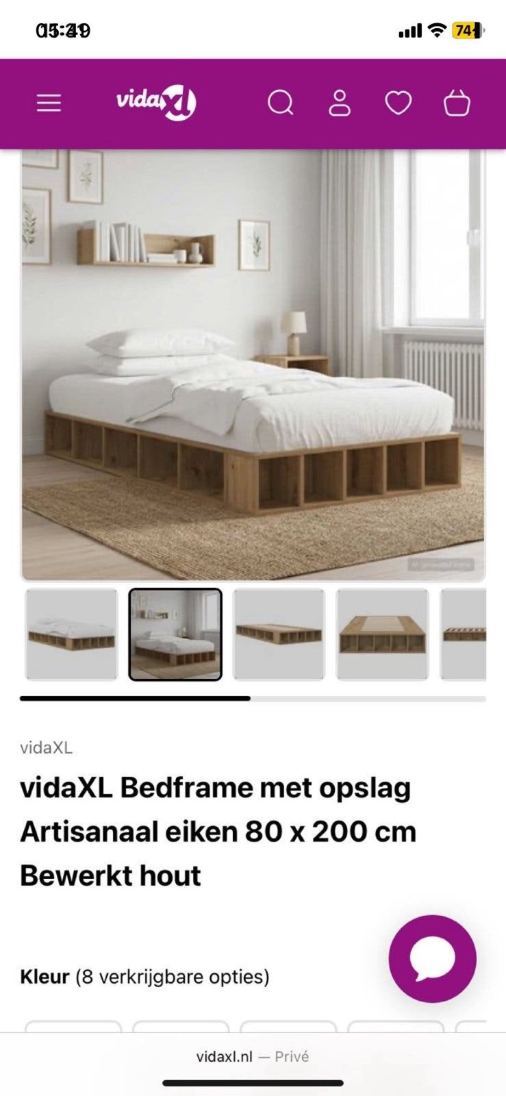 Bedframe met opslagruimte, Ophalen, Nieuw, Eenpersoons, Hout
