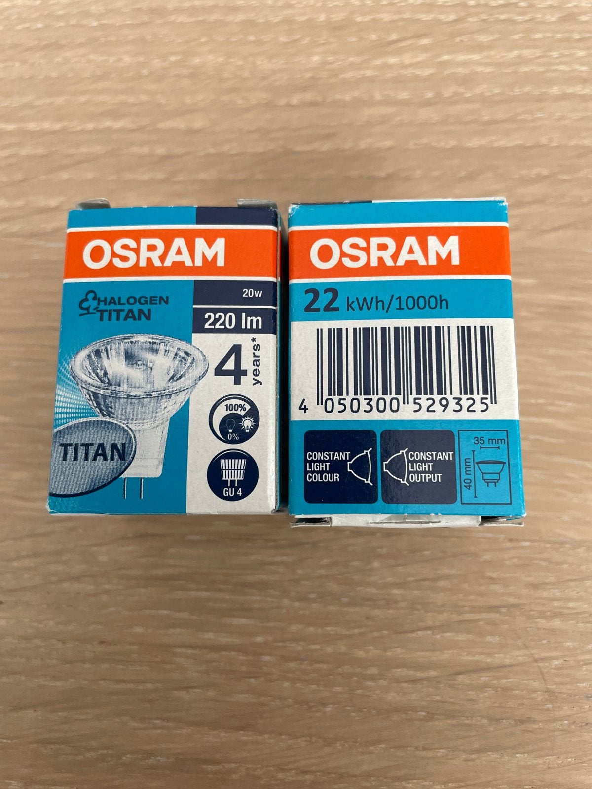 2x Osram Halogeen GU4 spotjes 20W - Gebruikt, Gebruikt, Osram, Ophalen of Verzenden, G4