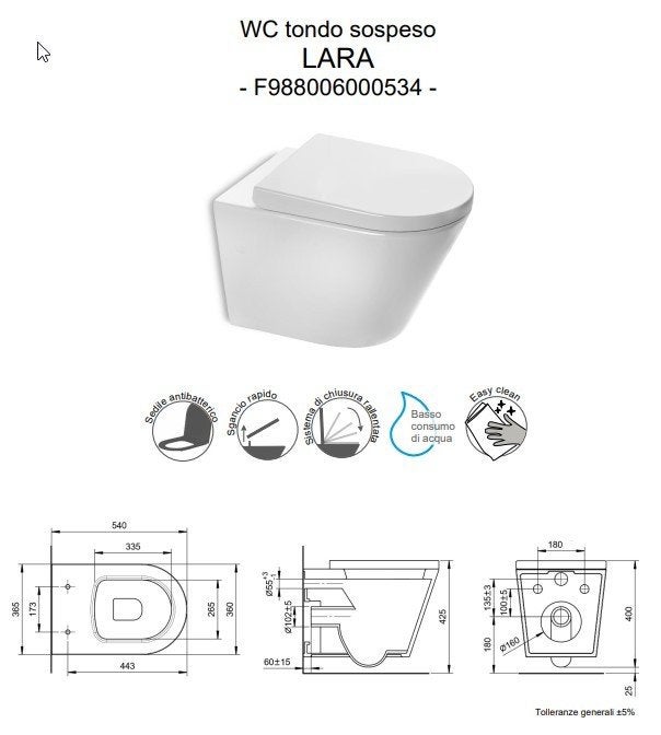 Nieuwe Lara hangend toilet inclusief bril wit in doos, Ophalen, Nieuw, Toilet