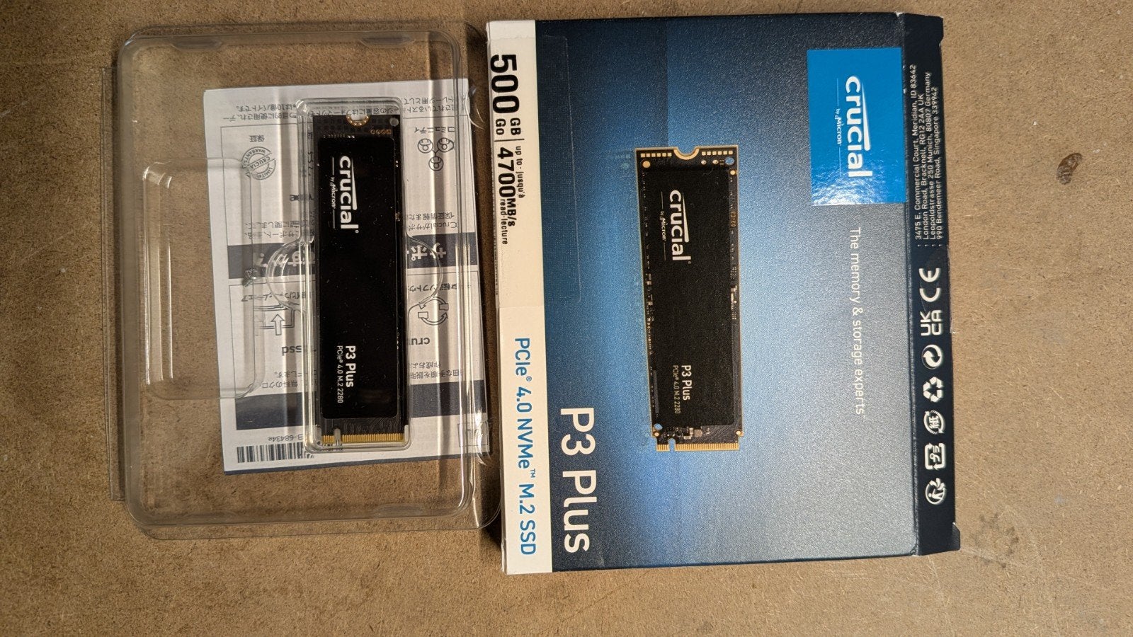 Crucial P3 Plus 500GB PCIe 4.0 NVMe M.2 SSD, Intern, SSD, Ophalen of Verzenden, Zo goed als nieuw