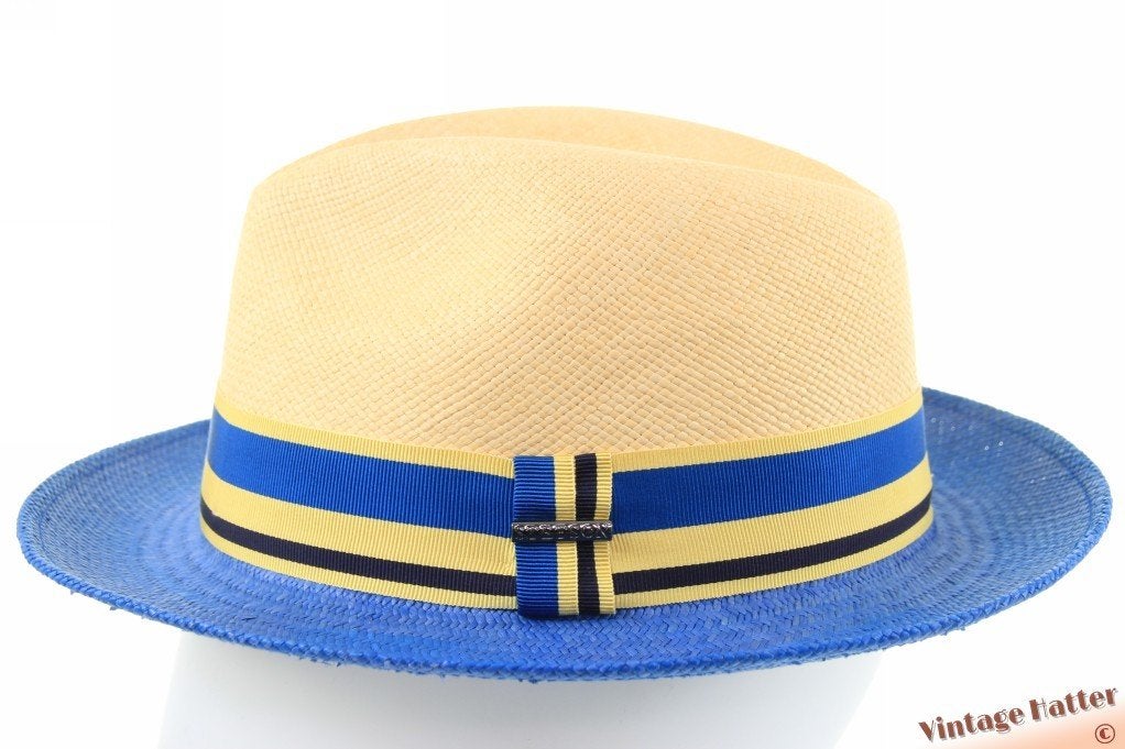 Zomerhoed Stetson Player Panama blauw creme 55-56 & 57 Nieuw, Stetson, Hoed, Nieuw, Ophalen of Verzenden