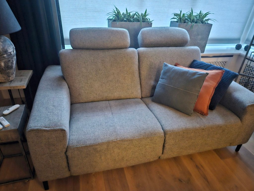 2 comfortabele, goed onderhouden 2,5-zits banken (grijs), Huis en Inrichting, Ophalen, Gebruikt, 150 tot 200 cm, Tweepersoons