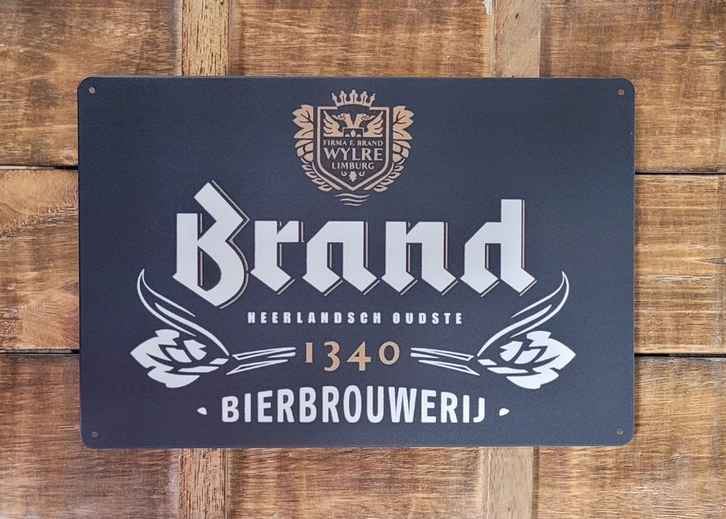 Brand Bier brouwerij logo reclamebord van metaal wandbord, Ophalen of Verzenden, Nieuw, Reclamebord, Plaat of Schild, Overige merken