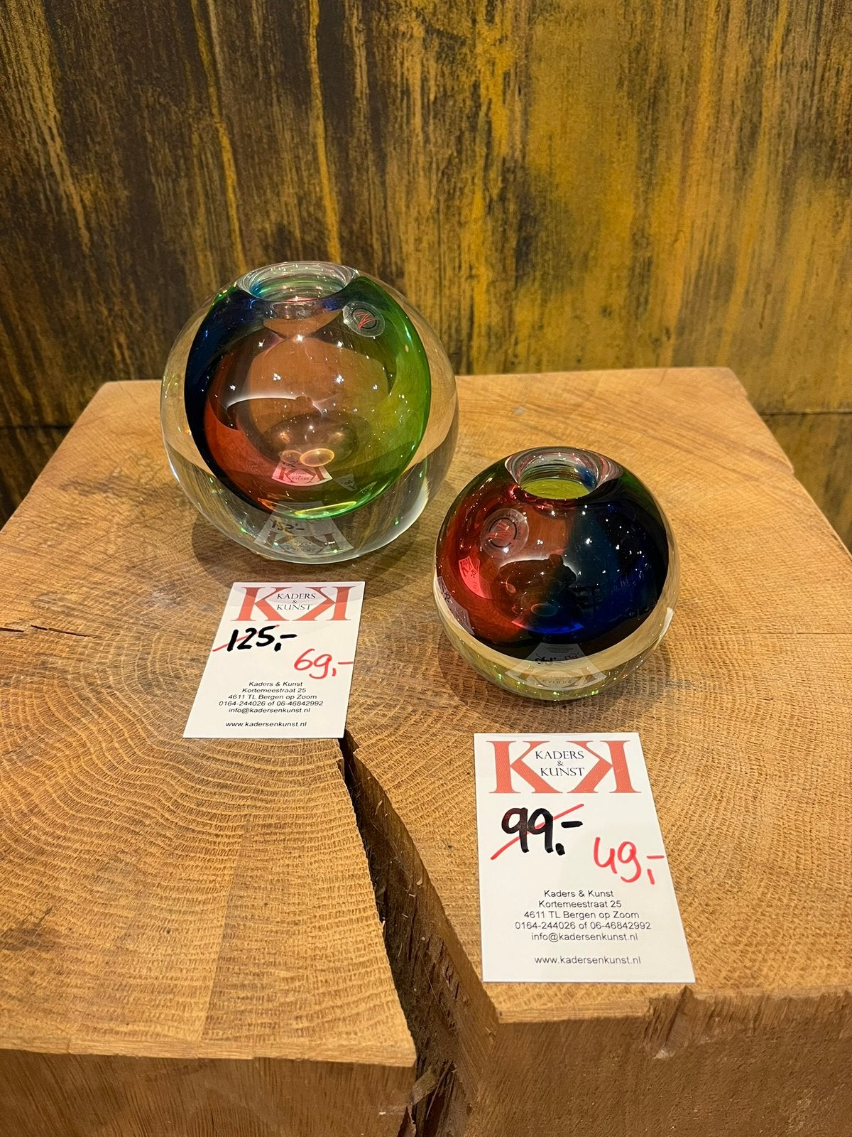 Mooie nieuwe glazen bollen/vaasjes Loranto glas, Meerkleurig, 10 cm, Nieuw, Ophalen of Verzenden
