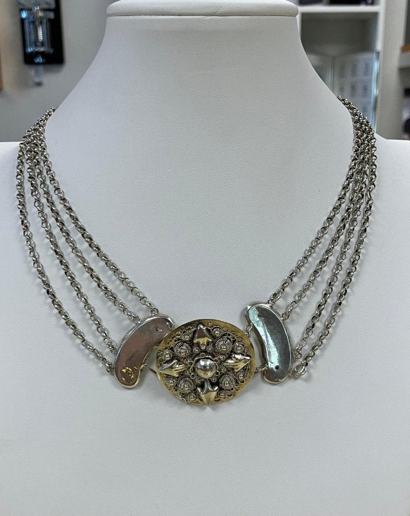 antiek zilveren collier, Sieraden, Tassen en Uiterlijk, Antieke sieraden, Ophalen, Zilver, Ketting