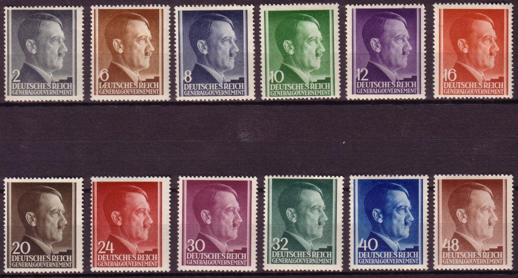 Set Hitler Zegels uit 1941 (GG 71-82) - 01, Ophalen of Verzenden, Overige soorten, Duitsland, Foto of Poster