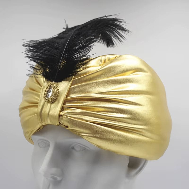 Gouden tulband / arabische indiase sultan hoed, Verzenden, Nieuw, Overige maten, Accessoires