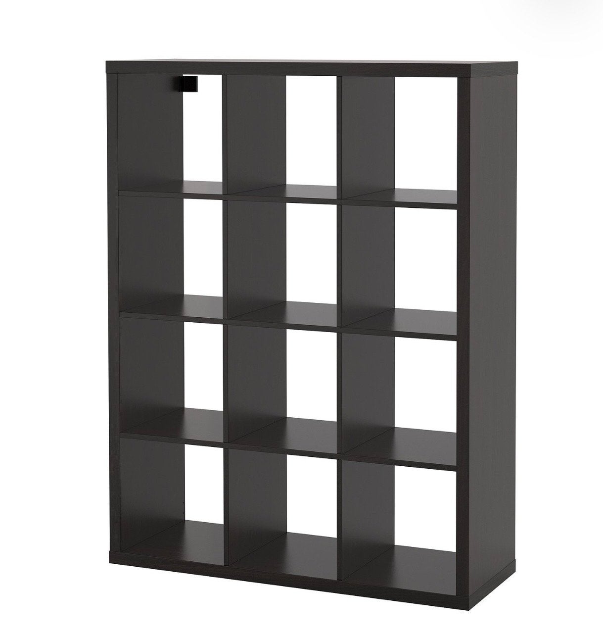IKEA Kallax 3x4 zwartbruin met 3 groene houten bakken, Ophalen, Met plank(en), Gebruikt, 100 tot 150 cm