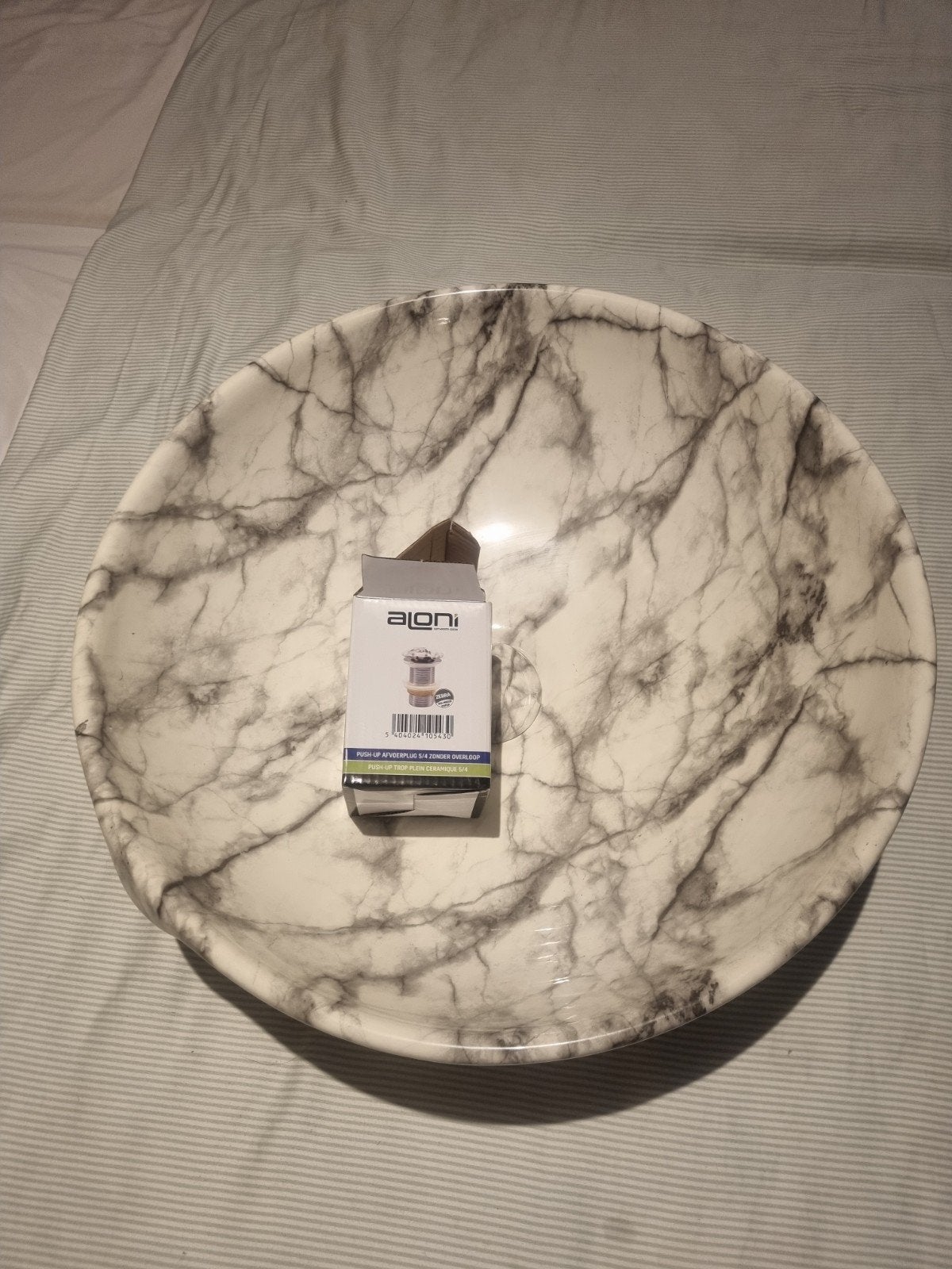 Marmerlook waskom met afvoerplug,nieuw, Ophalen of Verzenden, Nieuw