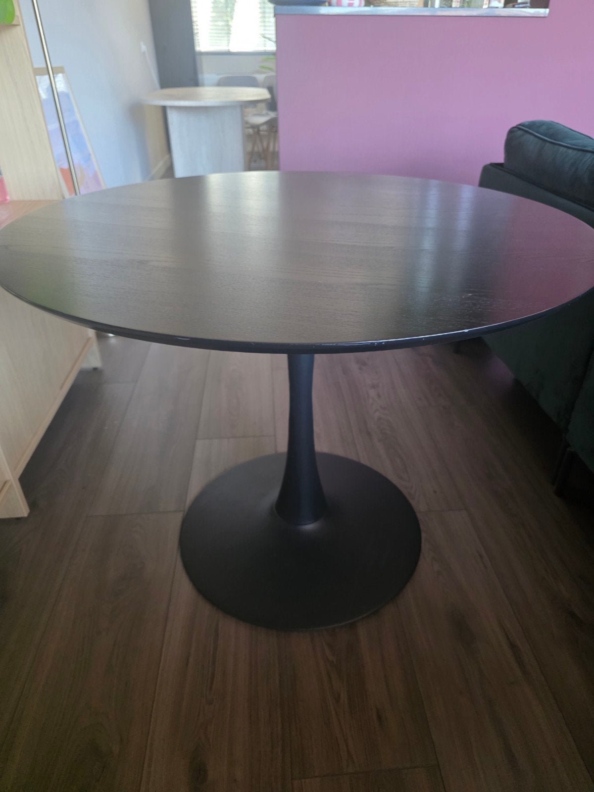 Ronde zwarte eettafel Jysk Ringsted - Ø 100 cm, Huis en Inrichting, Tafels | Eettafels, Gebruikt, Rond, Ophalen, Overige houtsoorten