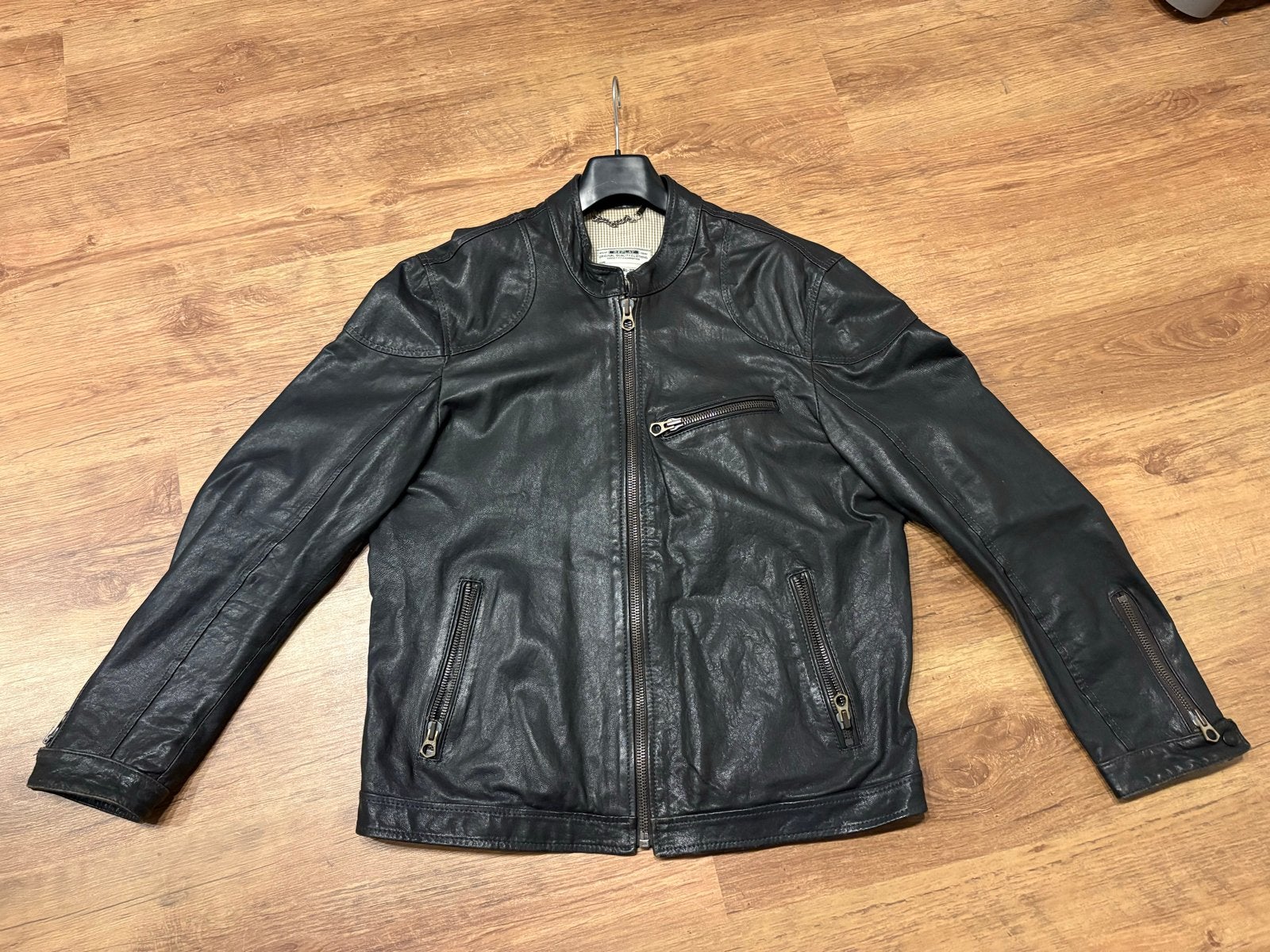Replay Leren Jas Zwart Maat XL, Ophalen of Verzenden, Zo goed als nieuw, Maat 56/58 (XL), Zwart