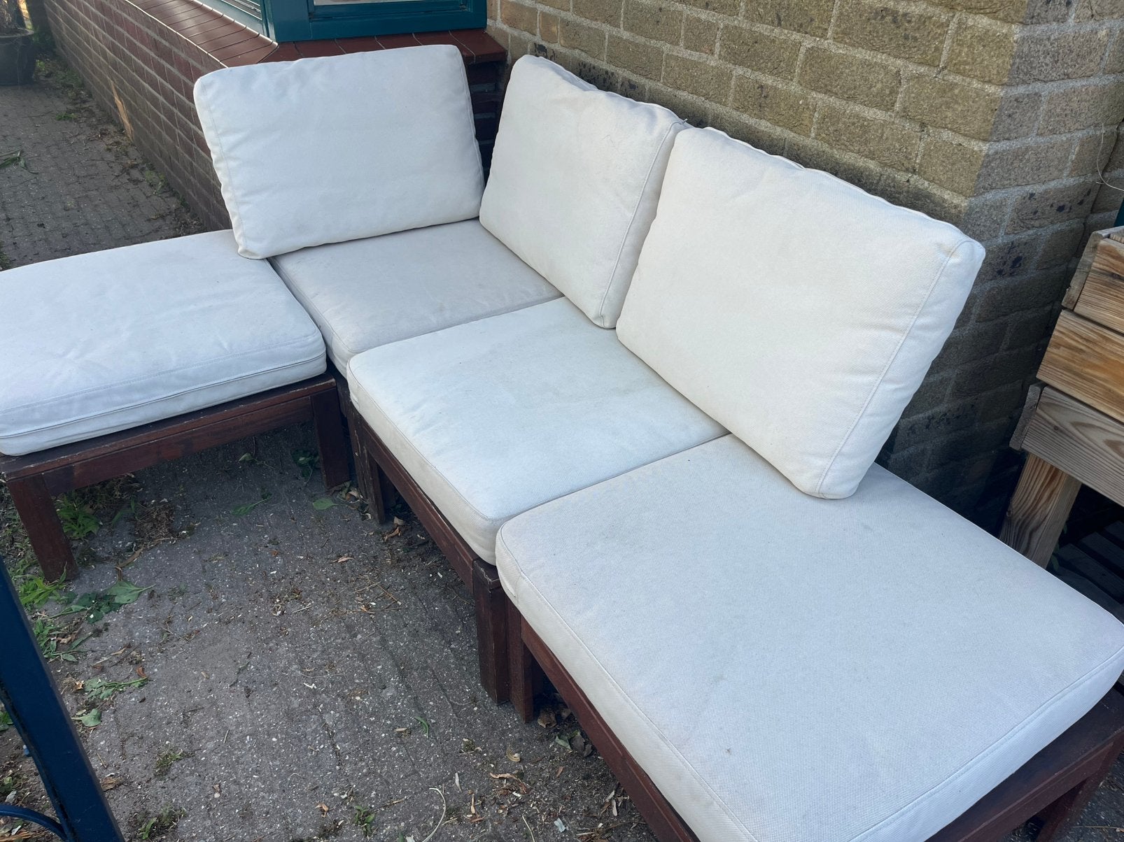 Houten loungeset IKEA, Ophalen, 4 zitplaatsen, Zo goed als nieuw, Loungeset