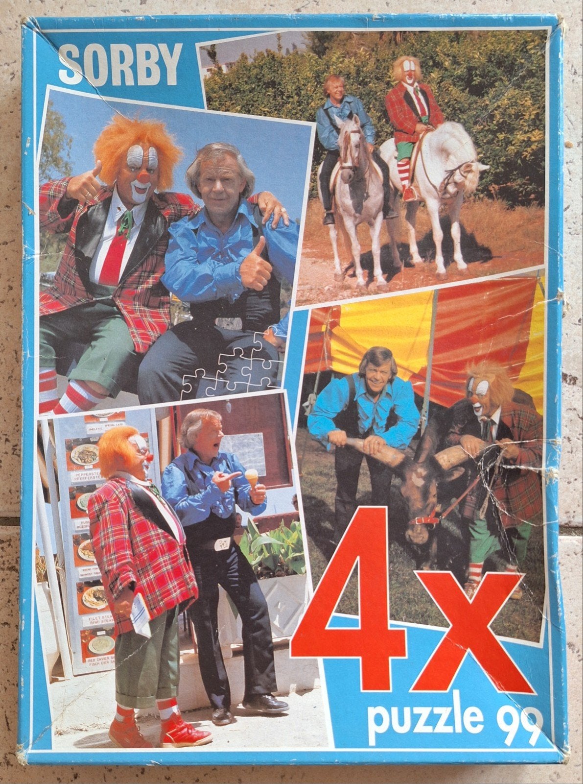 Bassie & Adriaan 4x99 stukjes puzzel Sorby, Ophalen of Verzenden, Meer dan 50 stukjes, Gebruikt, 6 jaar of ouder