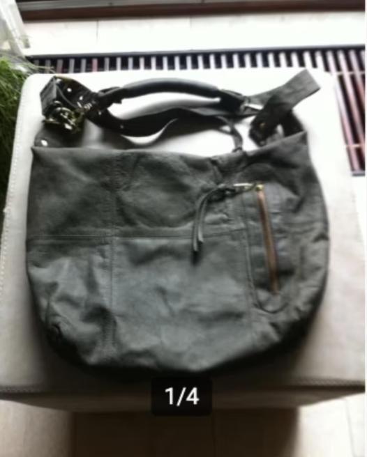 Dames schoudertas groen F.A.B suedine Br45H40cm, Ophalen of Verzenden, Zo goed als nieuw, Groen, Overige merken