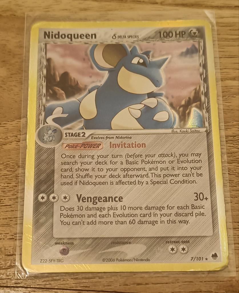 Nidoqueen Holo 7/101 - Goede kwaliteit, Ophalen of Verzenden, Gebruikt, Losse kaart, Foil