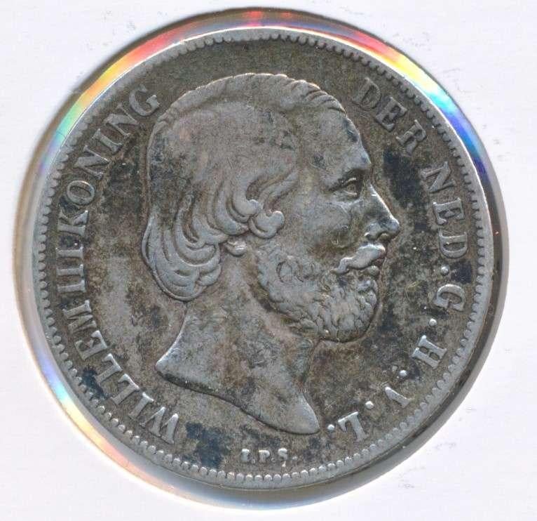 Nederland 1 Gulden 1866 Willem 3, 1 gulden, Koning Willem III, Zilver, Ophalen of Verzenden
