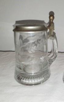 Glazen bierpul Heineken met metalen deksel 0,4ltr afm.16x9cm, Ophalen of Verzenden, Gebruikt, Bierglas