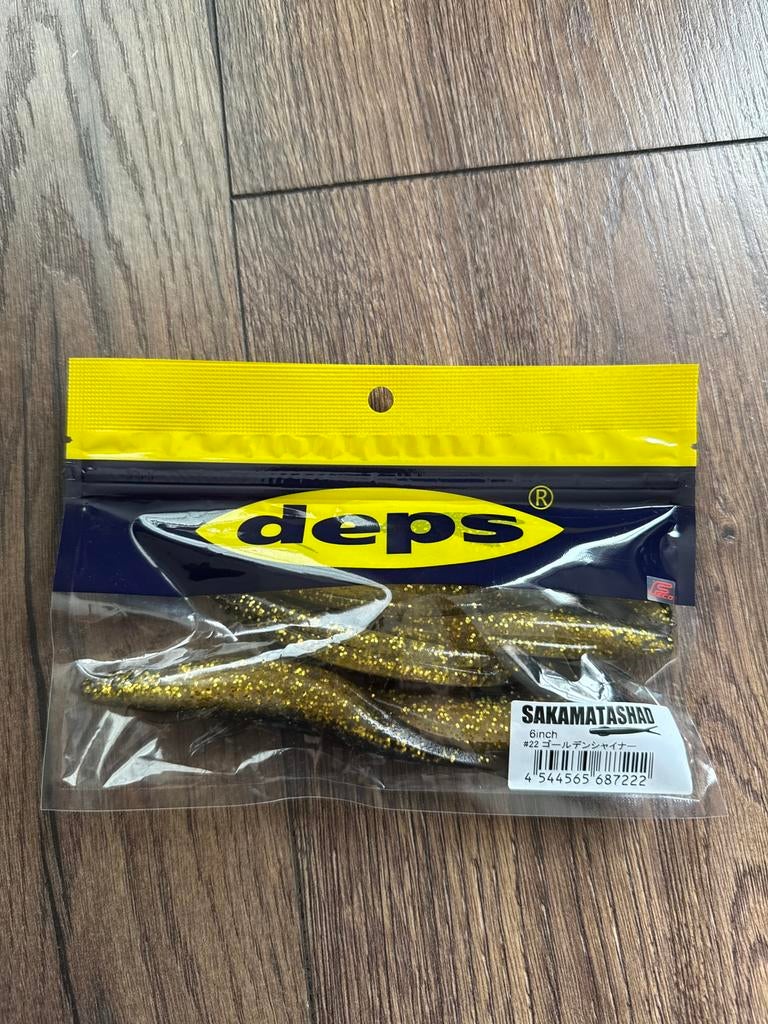 Deps Sakamata Shad 6 inch (ca. 15 cm) Golden Shiner, Ophalen of Verzenden, Overige typen