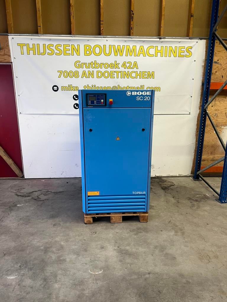 Werkende Boge SC20 zuigercompressor 15 KW, 100 liter of meer, Ophalen, Minder dan 200 liter/min