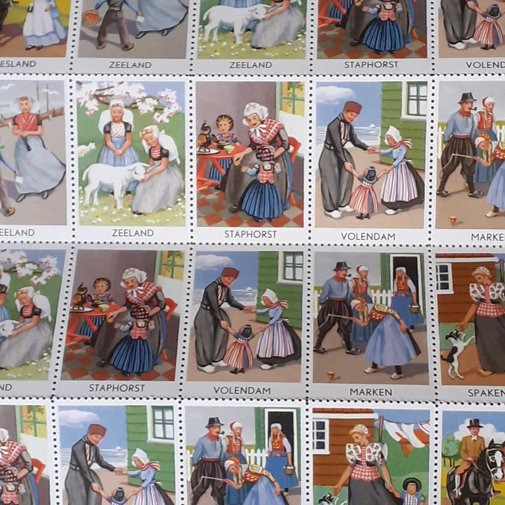 Vel postzegels klederdracht, Zeeland, Marken,  Volendam, Sta, Postzegels en Munten, Ophalen of Verzenden, Postfris